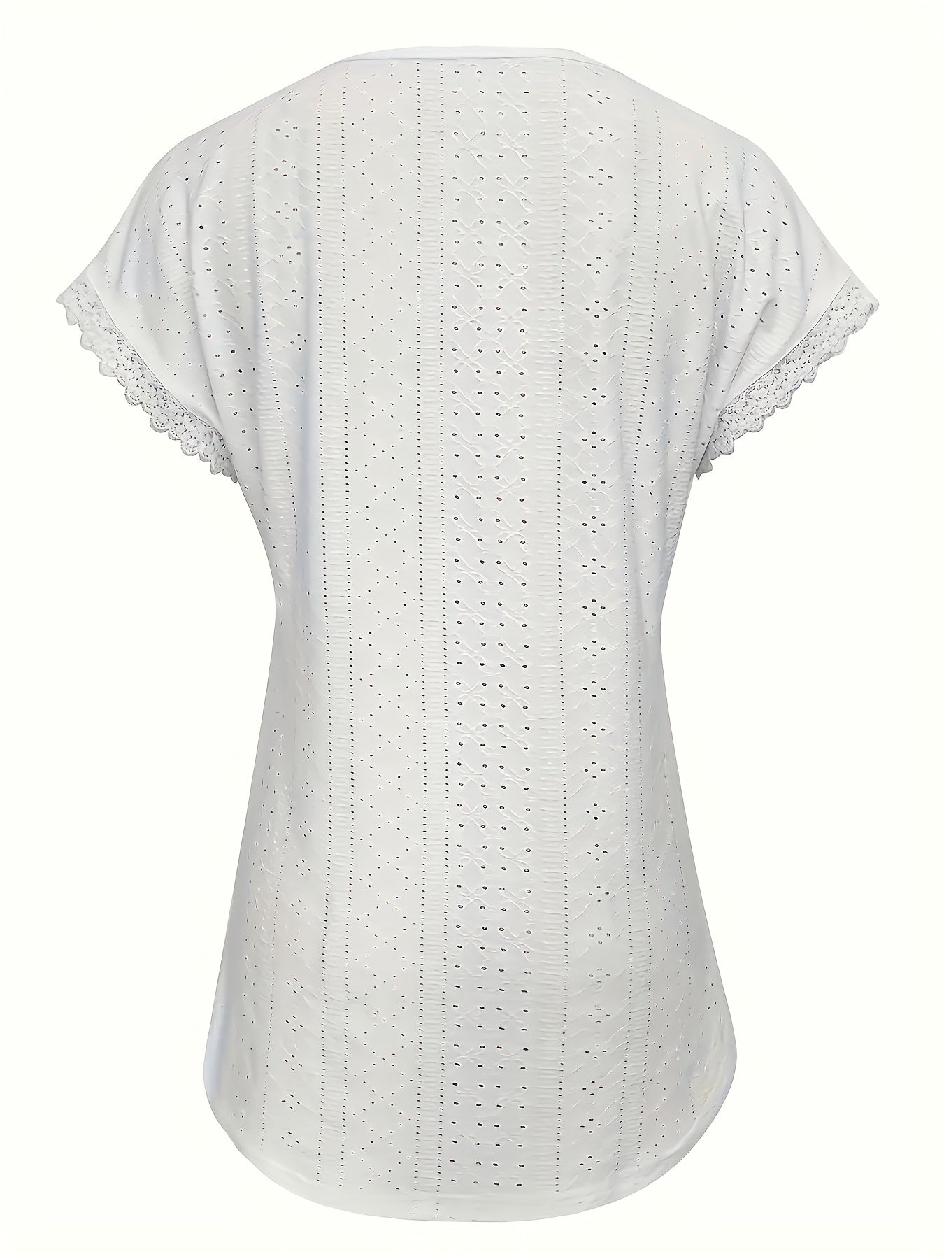Women's Lace Detail Blouse - V-Neck Short Sleeve detail view