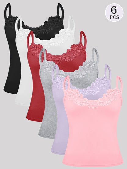 Women's Lace Detail Camisole - Classic Neck Sleeveless – view 6
