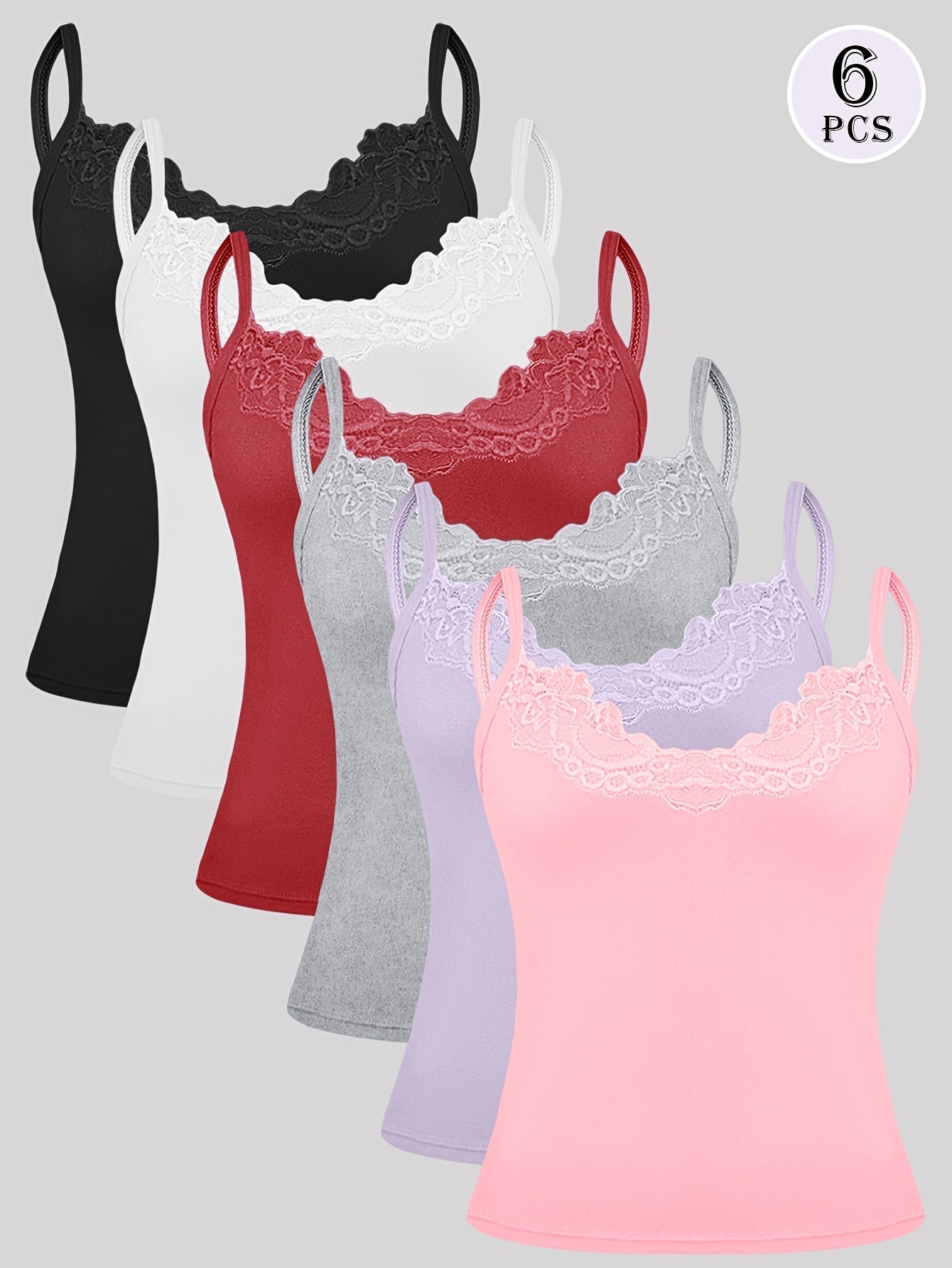 Women's Lace Detail Camisole - Classic Neck Sleeveless – view 14