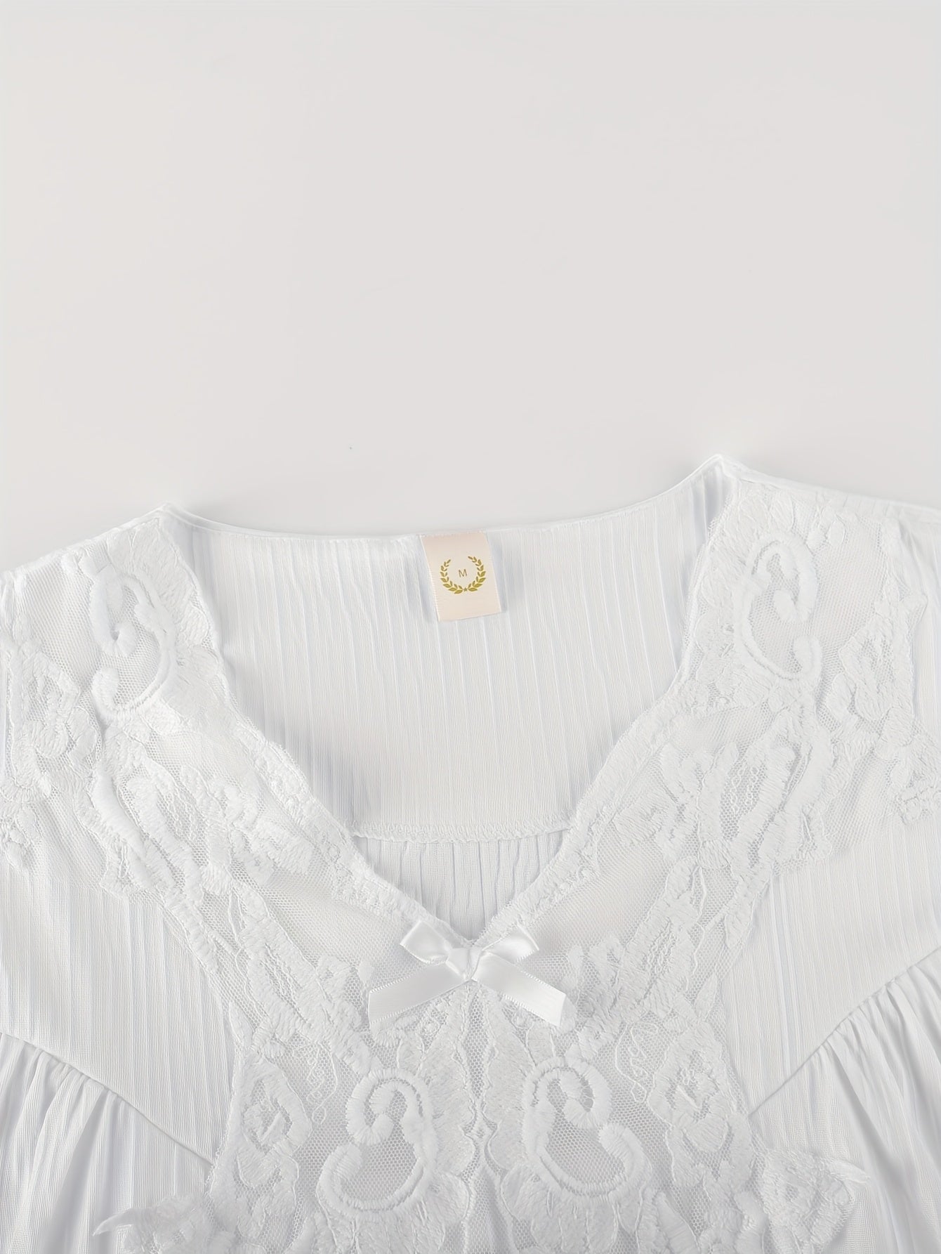 Women's Lace Detail Nightgown - V-Neck Long Sleeve detail view