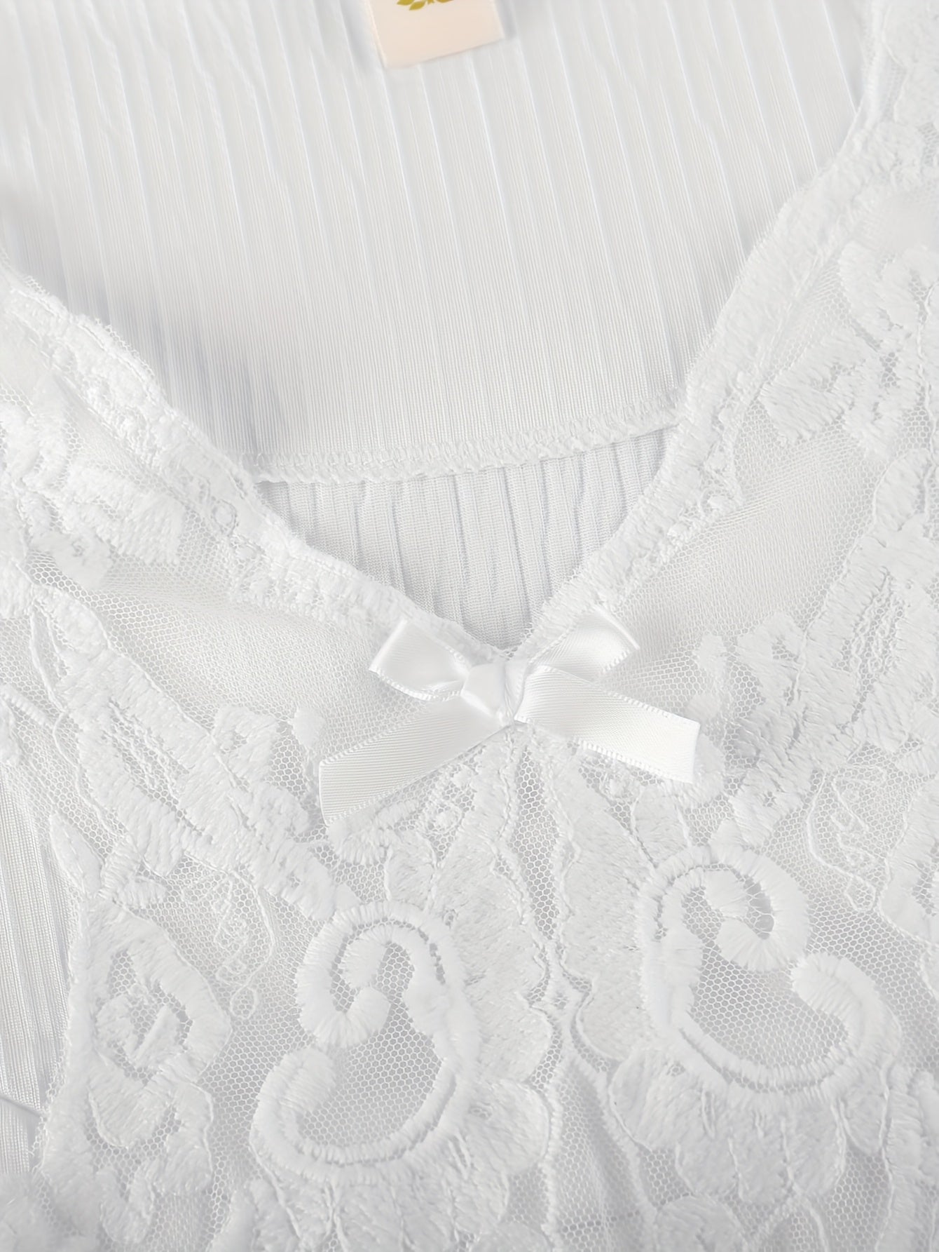 Women's Lace Detail Nightgown - V-Neck Long Sleeve detail view