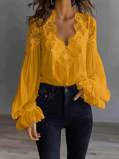 Women's Lace Detail Shirt - Short Sleeve – Red / Black detail view