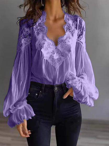 Women's Lace Detail Shirt - Short Sleeve – Red / Black – Red option – view 2