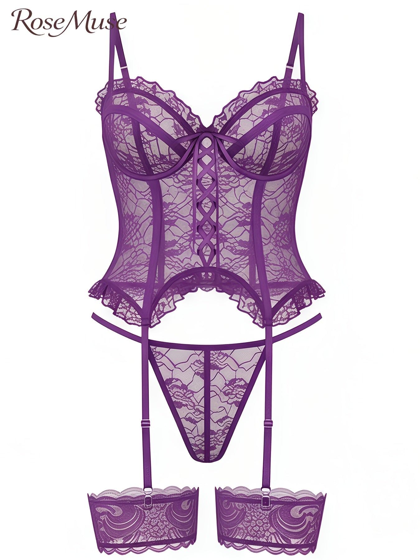 Women's Lace Lingerie Bodysuit - Deep-V Open-Back Lace Design – Sizes S–XXL – view 3