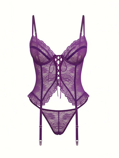 Women's Lace Lingerie Bodysuit - Deep-V Open-Back Lace Design – Sizes S–XXL – view 5