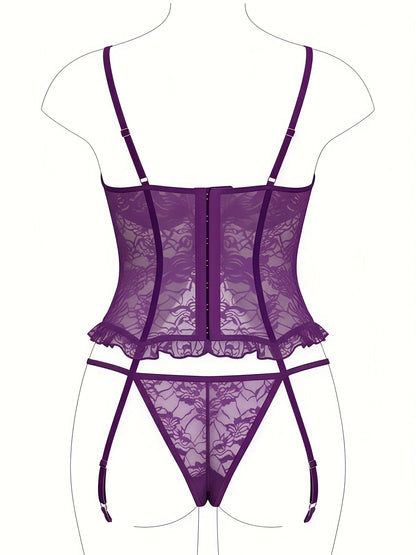 Women's Lace Lingerie Bodysuit - Deep-V Open-Back Lace Design – Sizes S–XXL – view 7