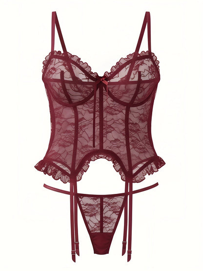 Women's Lace Lingerie Bodysuit - Deep-V Open-Back Lace Design – Sizes S–XXL – view 10