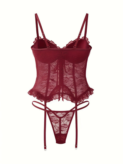 Women's Lace Lingerie Bodysuit - Deep-V Open-Back Lace Design – Sizes S–XXL – view 11