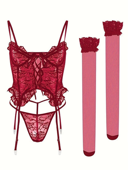 Women's Lace Lingerie Bodysuit - Deep-V Open-Back Lace Design – Sizes S–XXL – view 12