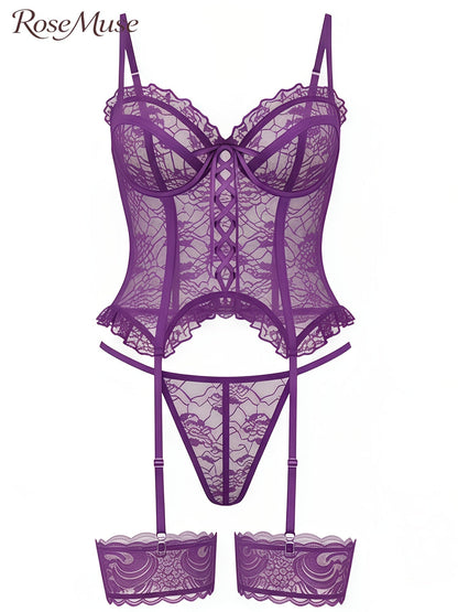 Women's Lace Lingerie Bodysuit - Deep-V Open-Back Lace Design – Sizes S–XXL – view 14