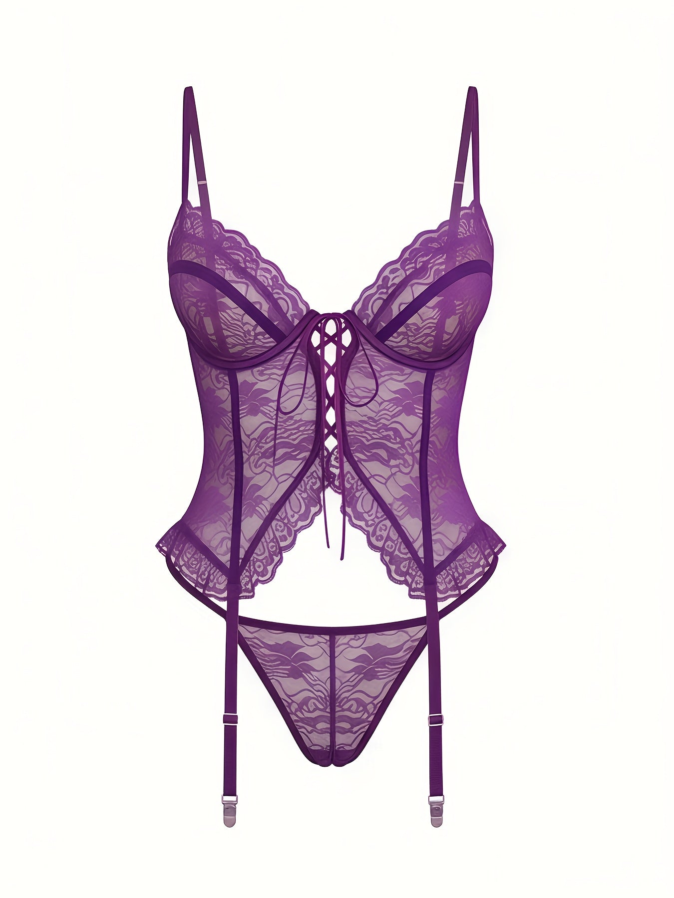 Women's Lace Lingerie Bodysuit - Deep-V Open-Back Lace Design – Sizes S–XXL – view 15