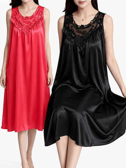 Women's Lace Nightgown - 2-Piece Sleeveless Comfort – view 5
