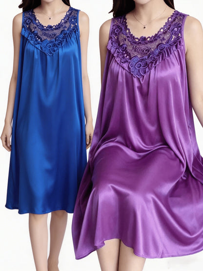 Women's Lace Nightgown - 2-Piece Sleeveless Comfort – view 10
