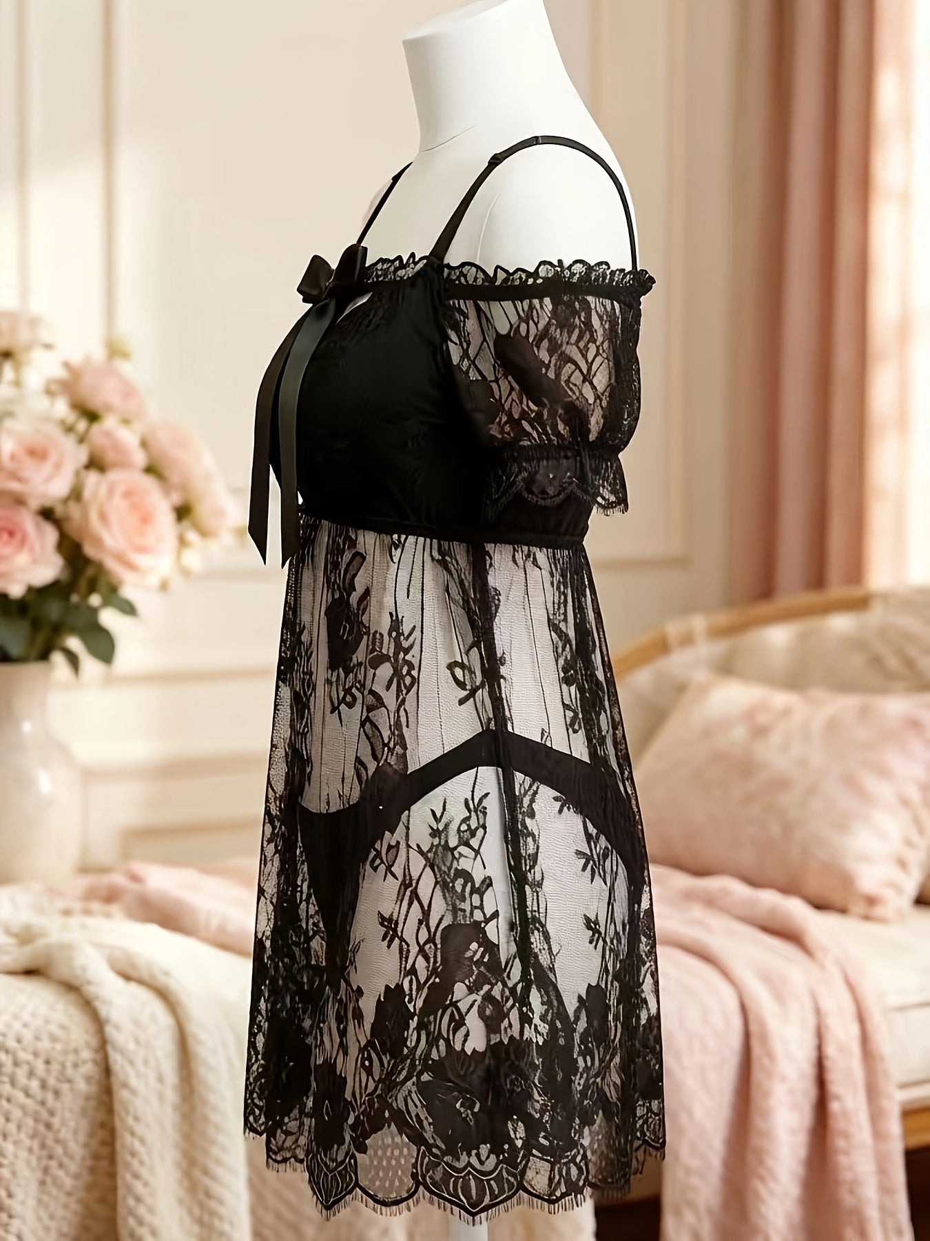 Women's Lace Nightgown - Lace Plus Size Comfort detail view