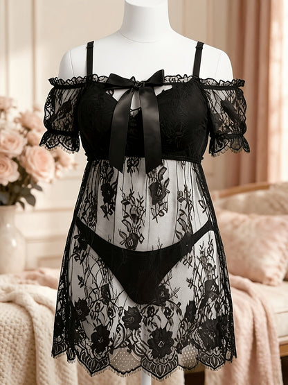 Women's Lace Nightgown - Lace Plus Size Comfort detail view