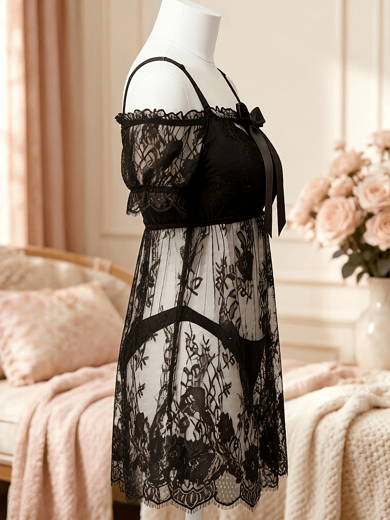 Women's Lace Nightgown - Lace Plus Size Comfort detail view