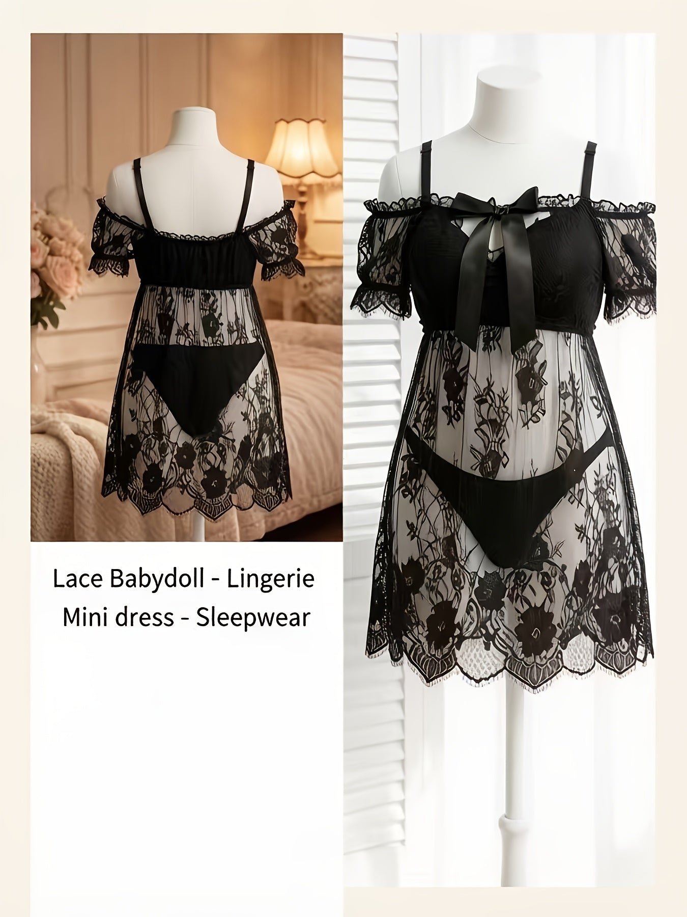 Women's Lace Nightgown - Lace Plus Size Comfort detail view