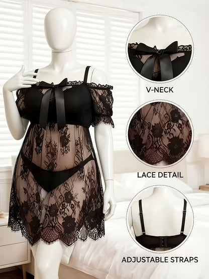 Women's Lace Nightgown - Lace Plus Size Comfort detail view