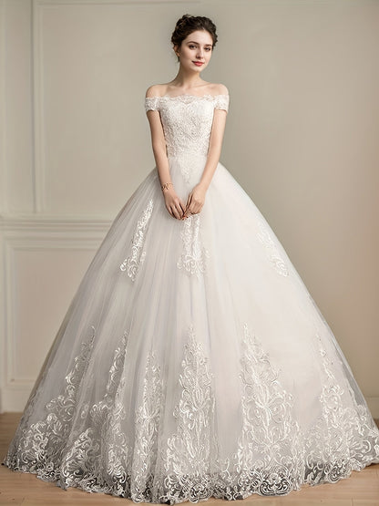 Women's Lace Off Shoulder Wedding Dress detail view