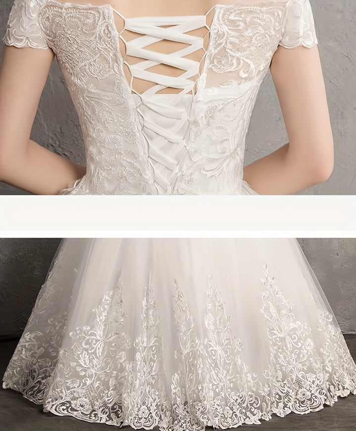 Women's Lace Off Shoulder Wedding Dress detail view
