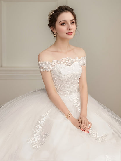 Women's Lace Off Shoulder Wedding Dress detail view