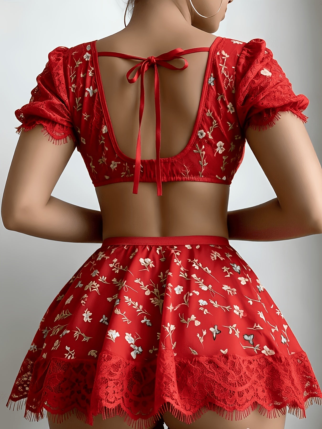Women's Lace Pajama Set - 2-Piece Lace Comfort – view 2