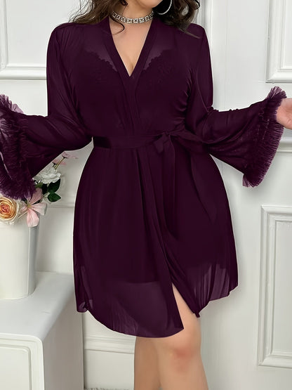 Women's Lace Pajama Set - 2-Piece Lace Plus Size Comfort detail view