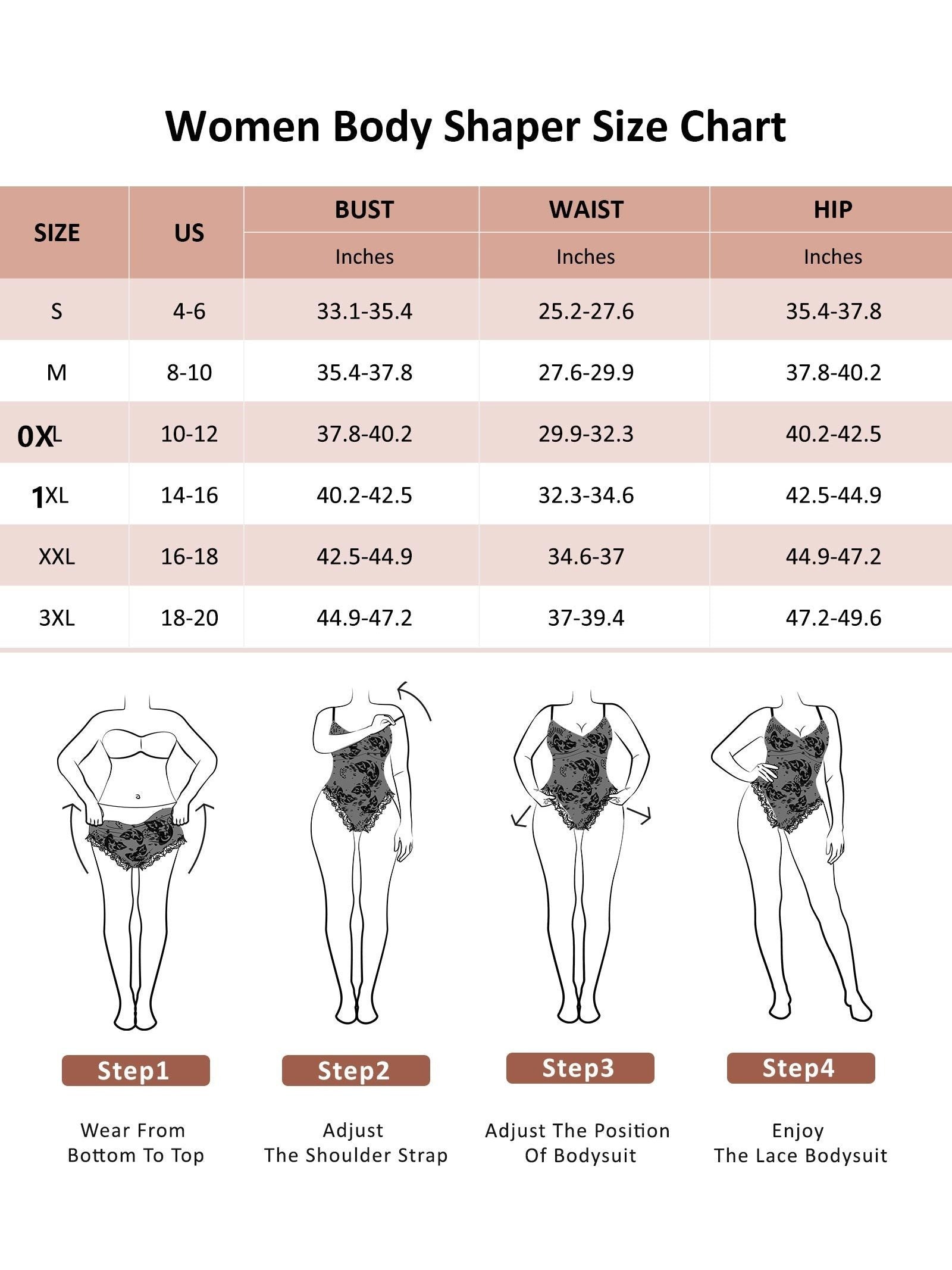 Women's Lace Shapewear Bodysuit - V-Neck Plus Size Tummy Control detail view