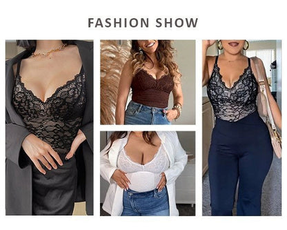 Women's Lace Shapewear Bodysuit - V-Neck Plus Size Tummy Control detail view