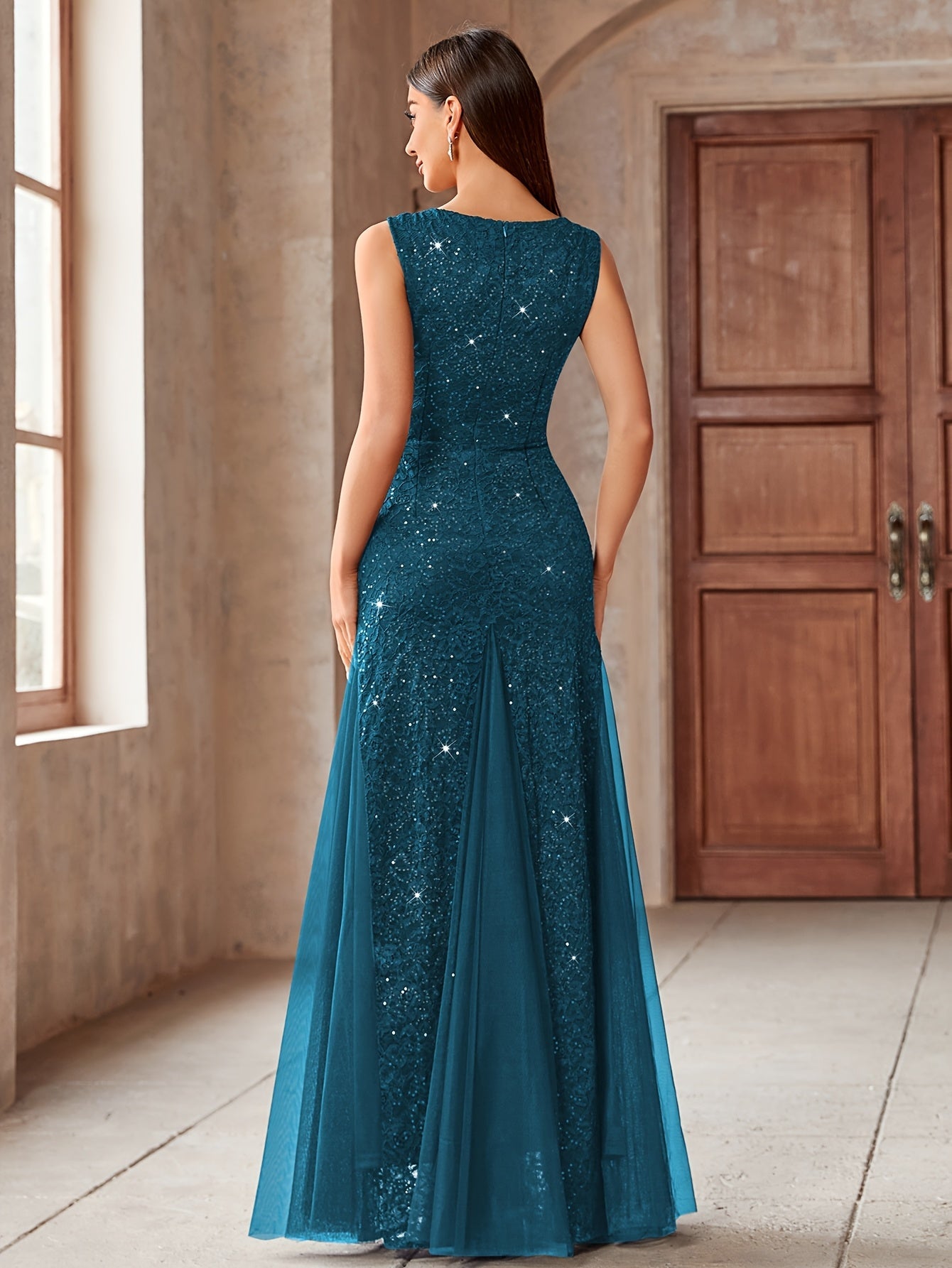 Women's Lace Wedding Dress - Sleeveless detail view