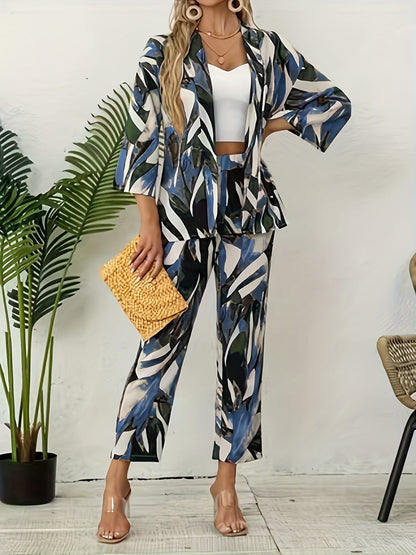 Women's Leaf Print Two-Piece Set - Leaf Print Elegant Matching Look – view 7