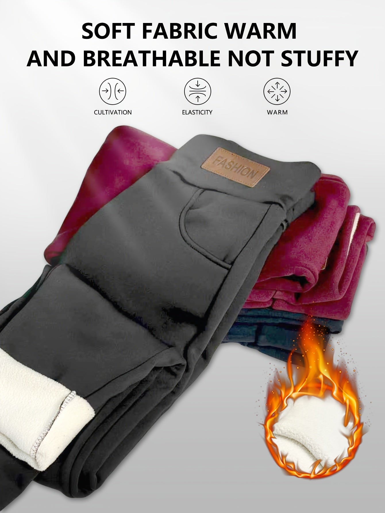 Women's Leggings - Black+Navy+Red Pockets detail view