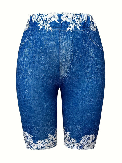 Women's Leggings - Elastic Waist Floral Print detail view