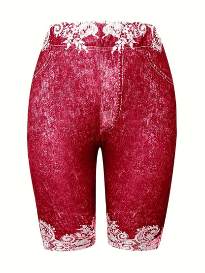 Women's Leggings - Elastic Waist Floral Print detail view