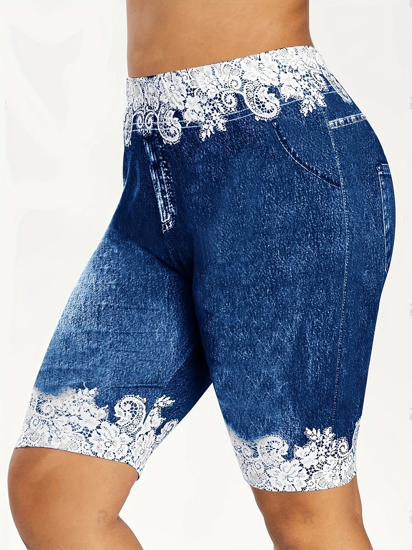 Women's Leggings - Elastic Waist Floral Print detail view