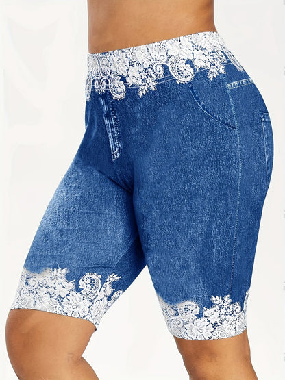 Women's Leggings - Elastic Waist Floral Print – Red option – main product image