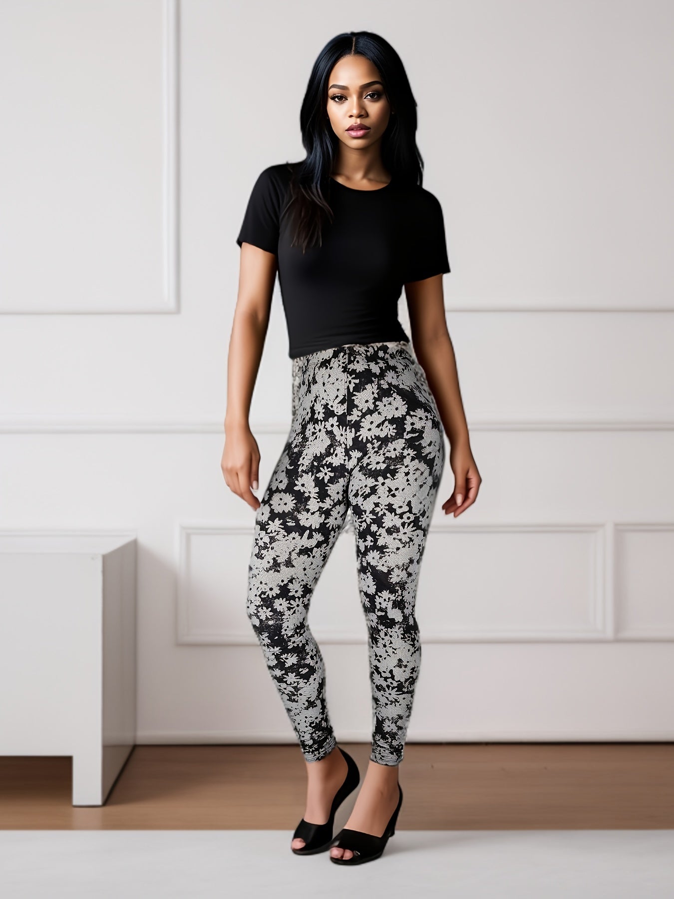 Women's Leggings - Printed Stretch Fit detail view