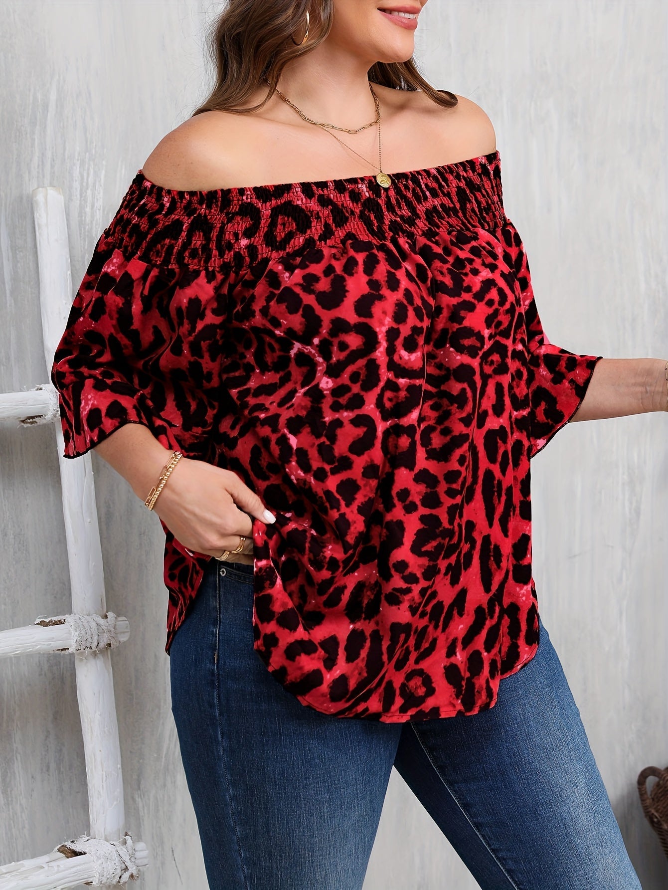 Women's Leopard Print Blouse - Relaxed Fit – view 6