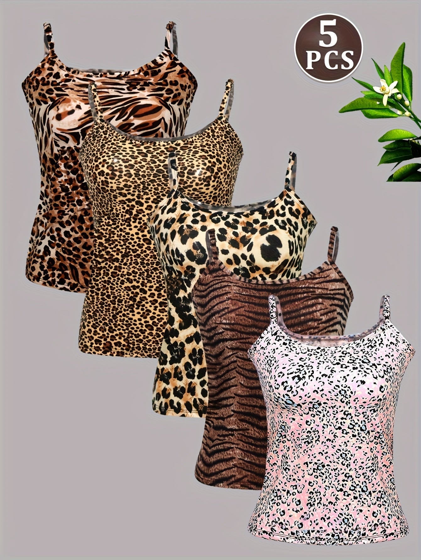 Women's Leopard Print Tank Top - Classic Neck Sleeveless – main product image