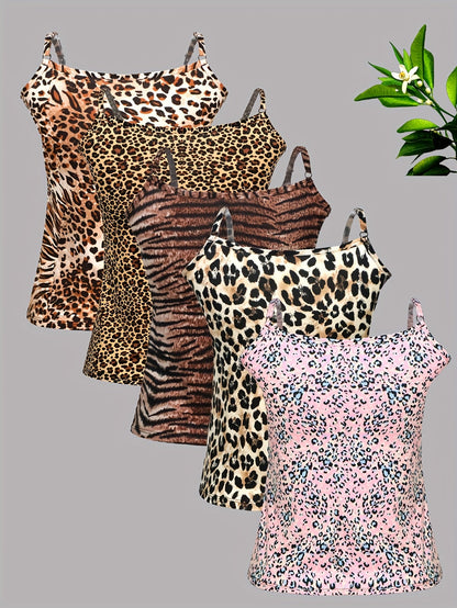 Women's Leopard Print Tank Top - Classic Neck Sleeveless – view 2