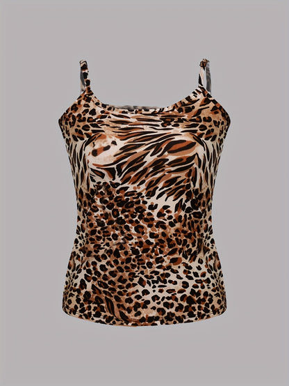 Women's Leopard Print Tank Top - Classic Neck Sleeveless – view 3