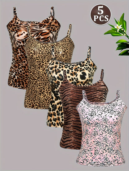 Women's Leopard Print Tank Top - Classic Neck Sleeveless – view 5