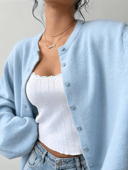Women's Lightweight Denim Button-Front Cardigan – main product image