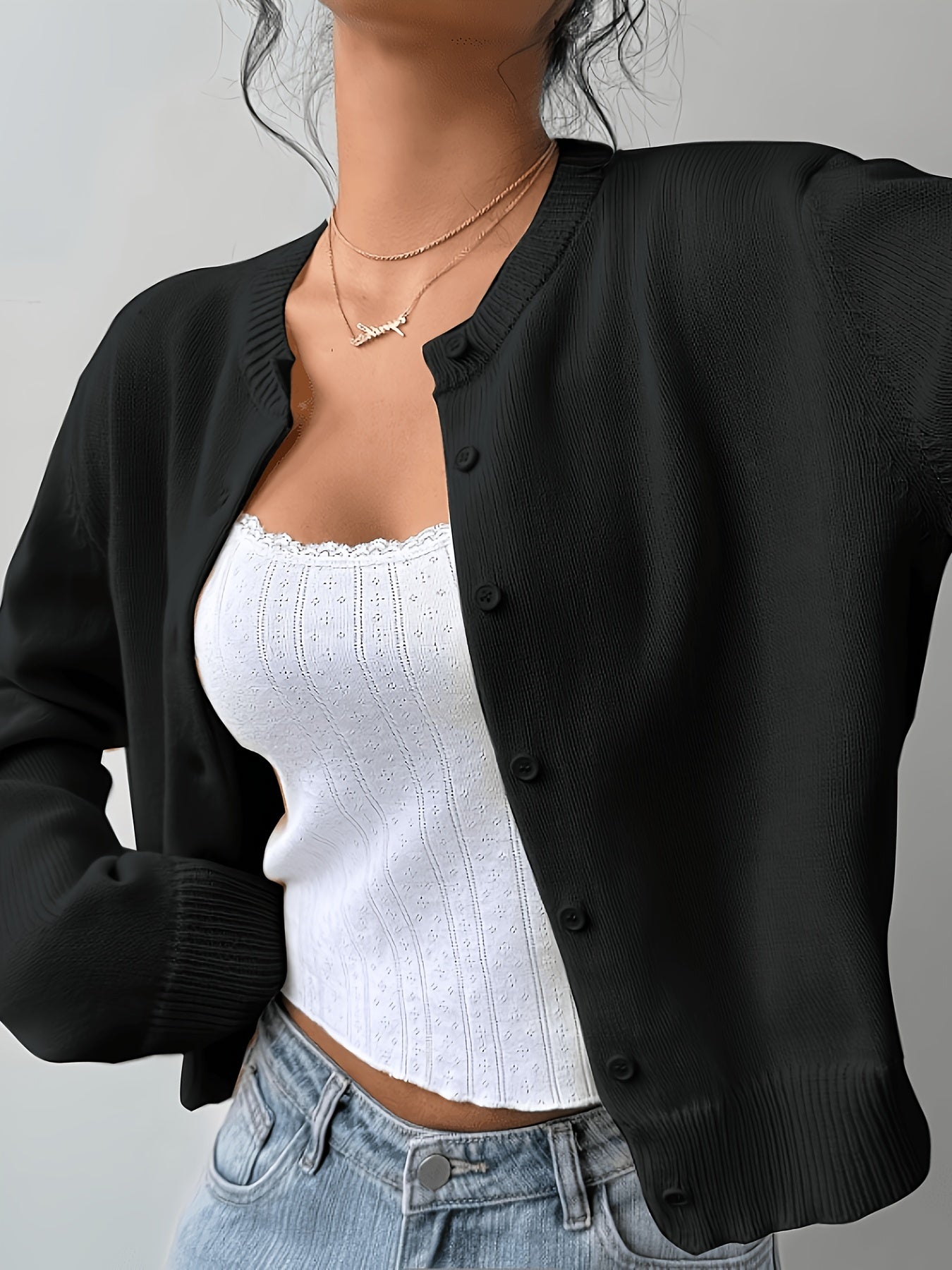 Women's Lightweight Denim Button-Front Cardigan – view 3