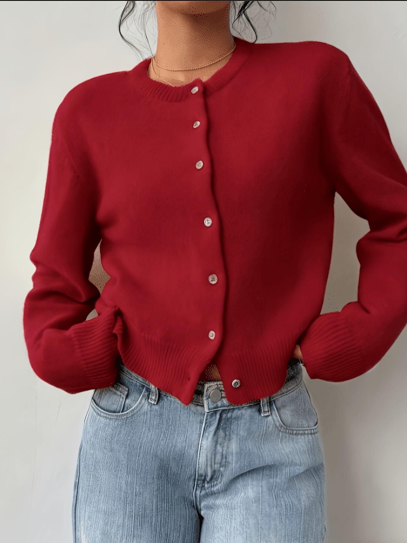 Women's Lightweight Denim Button-Front Cardigan detail view
