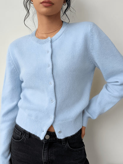 Women's Lightweight Denim Button-Front Cardigan detail view
