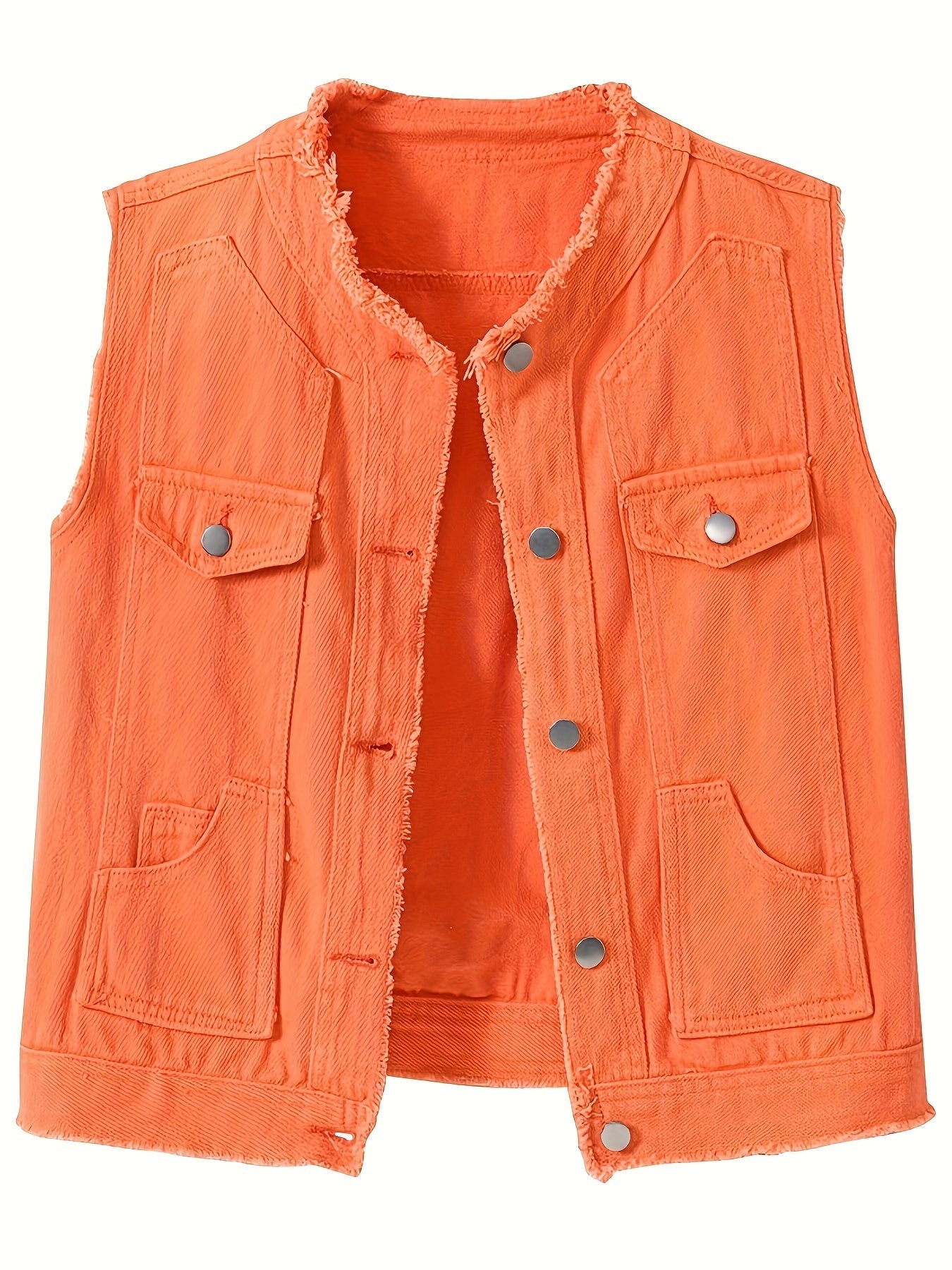 Women's Lightweight Denim Button-Front Vest detail view