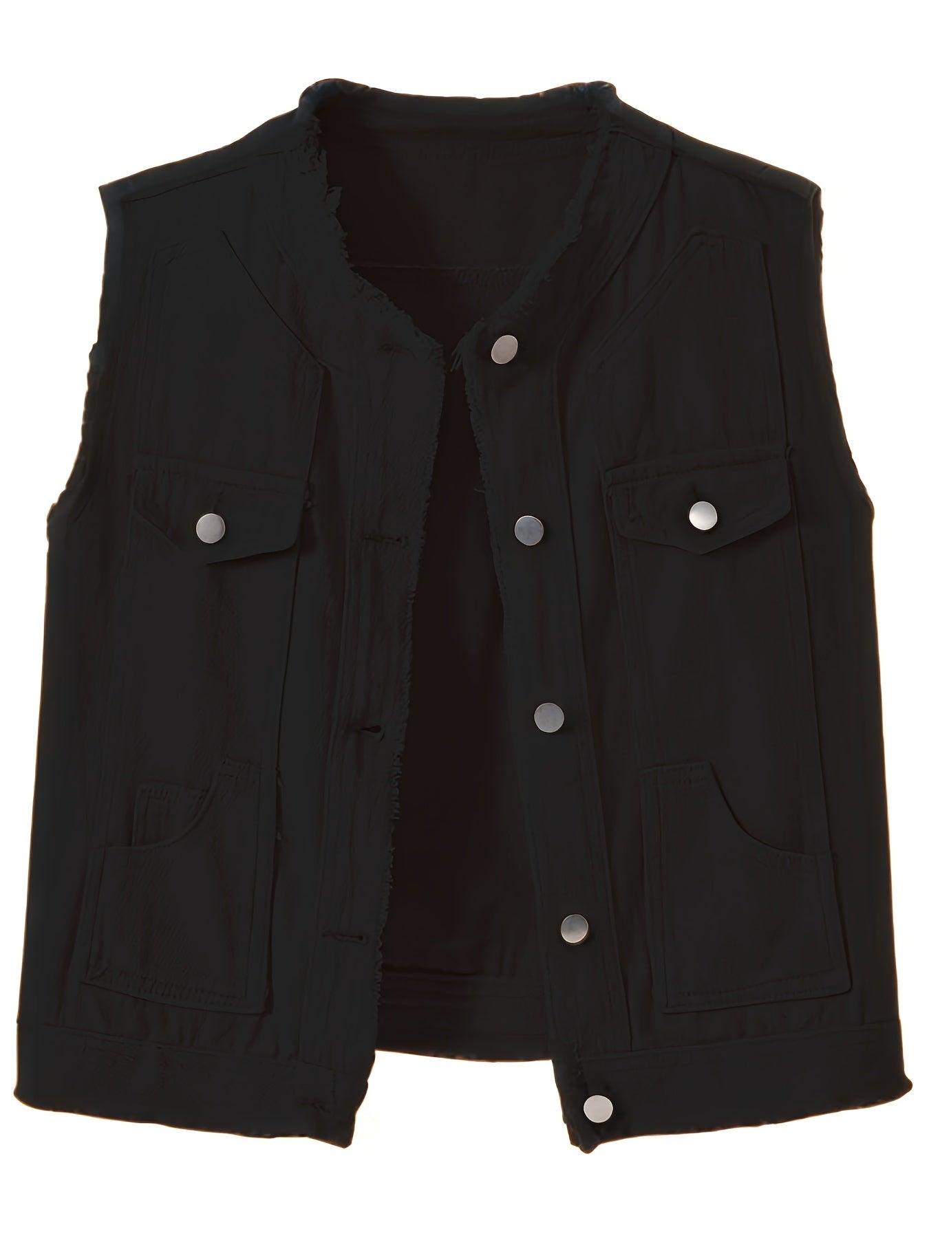 Women's Lightweight Denim Button-Front Vest detail view