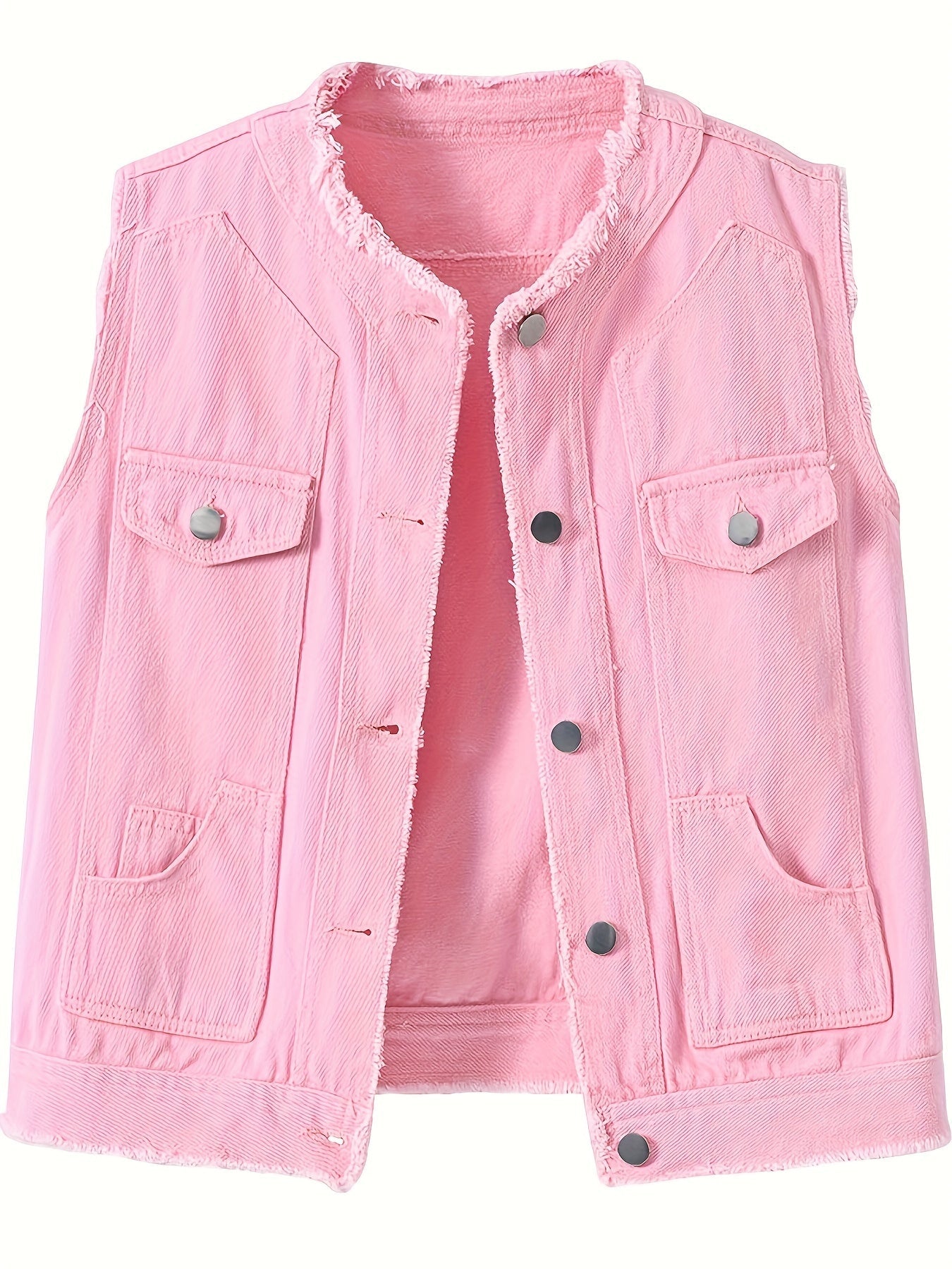 Women's Lightweight Denim Button-Front Vest – White option – view 4