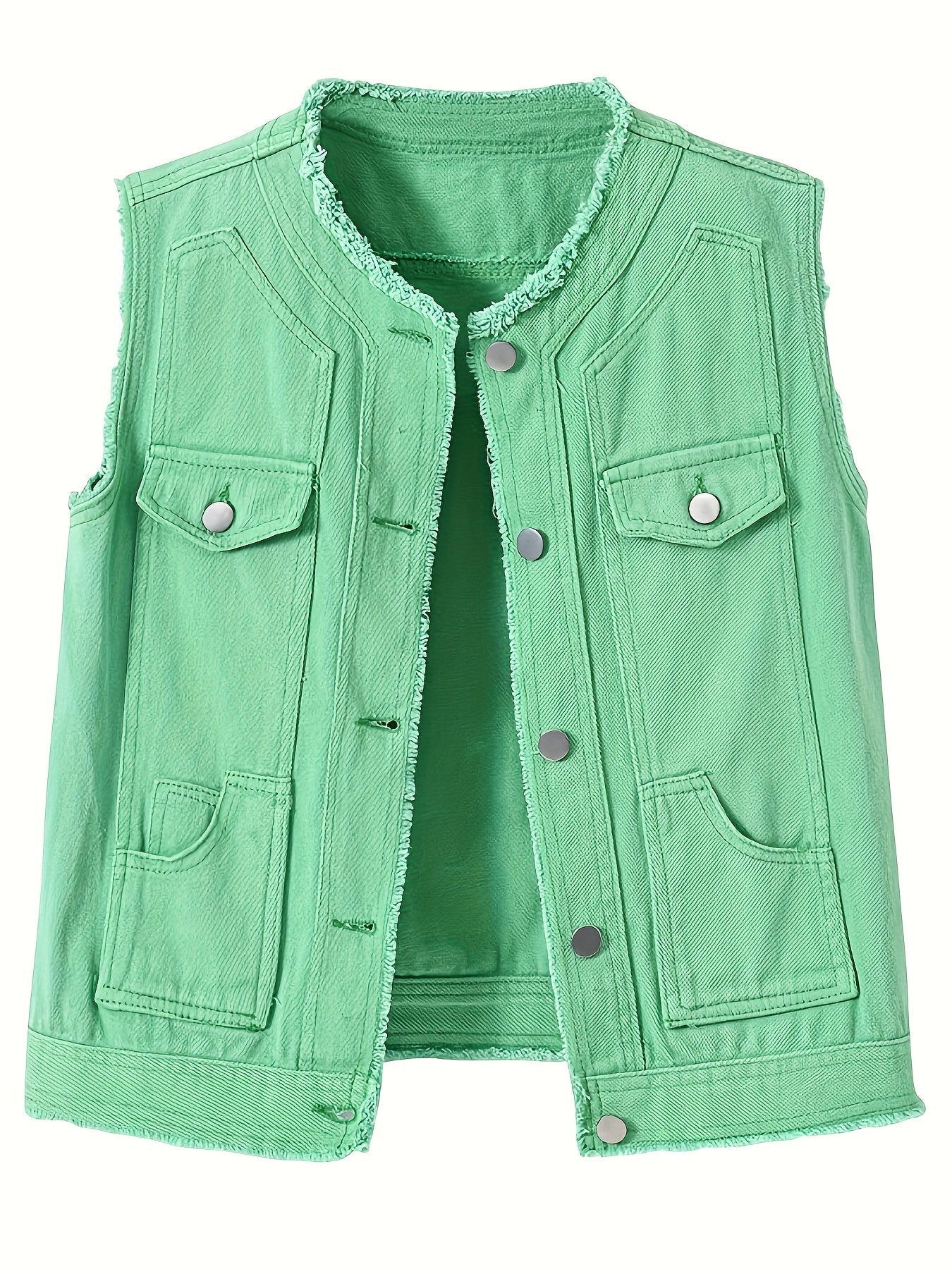 Women's Lightweight Denim Button-Front Vest – White option – view 5